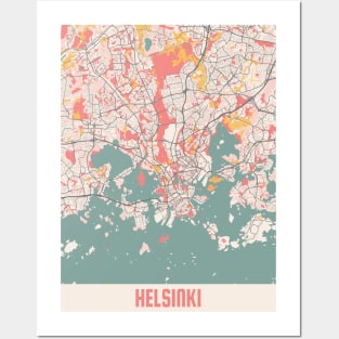 Helsinki - Finland Chalk City Map Posters and Art